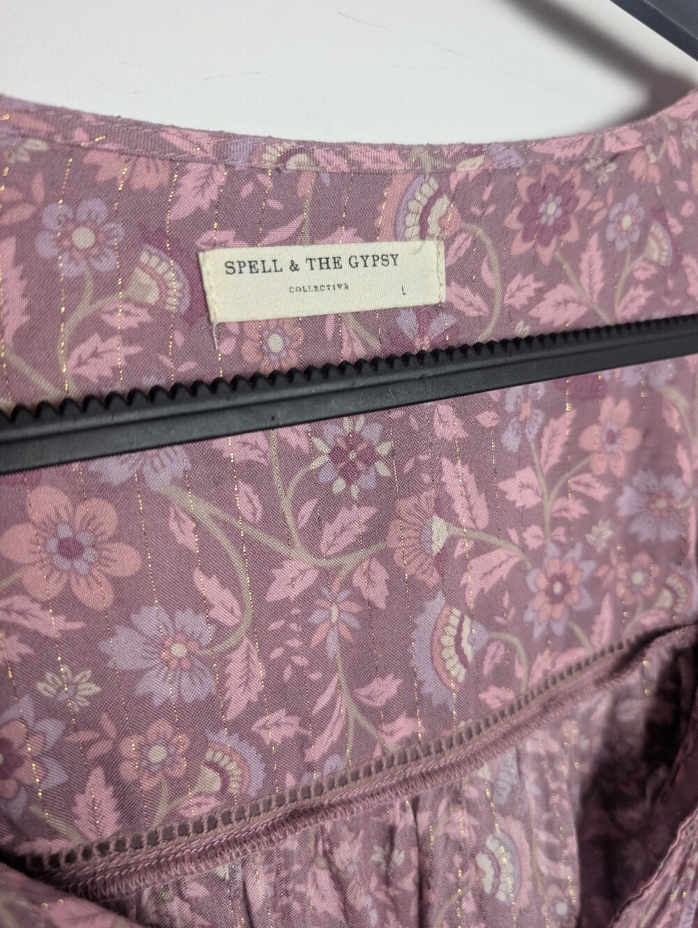 Spell & The Gypsy Collective Purple Floral Paisley Bohemian Blouse Size Large - Picture 5 of 10